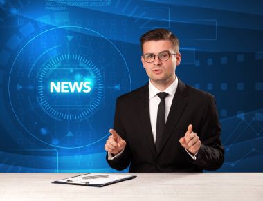 Tehnology backg haberlerle söylüyorum Modern televizyon sunucusu