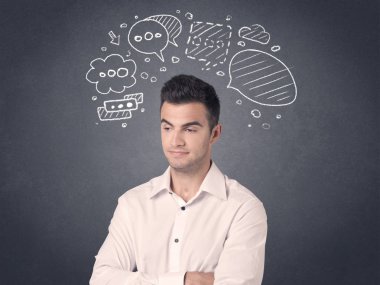 konuşma balonları ile işadamı