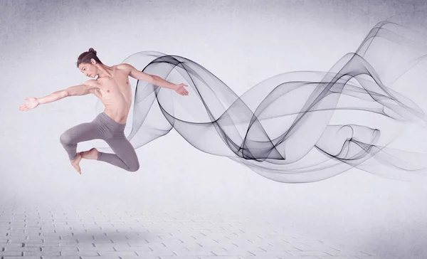 Bailarina de ballet moderna actuando con remolino abstracto — Foto de Stock