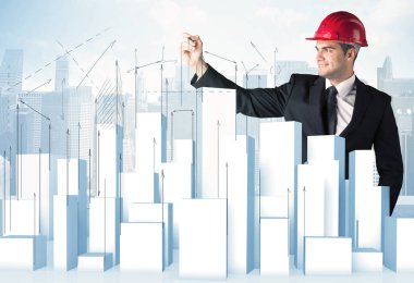 İşadamı çizim gökdelenler