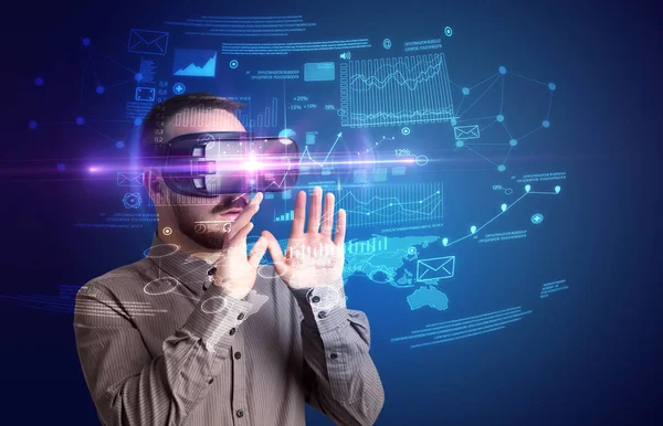 Businessman with virtual reality goggles — Stock Photo, Image