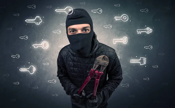 Burglar holding tool. — Stock Photo, Image