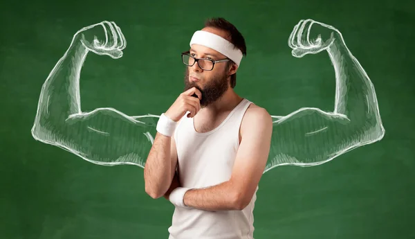 Flaco joven haciendo ejercicio — Foto de Stock