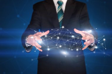 Ağ bağlantıları tutan işadamı 