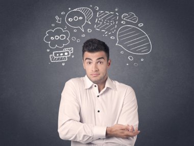 konuşma balonları ile işadamı