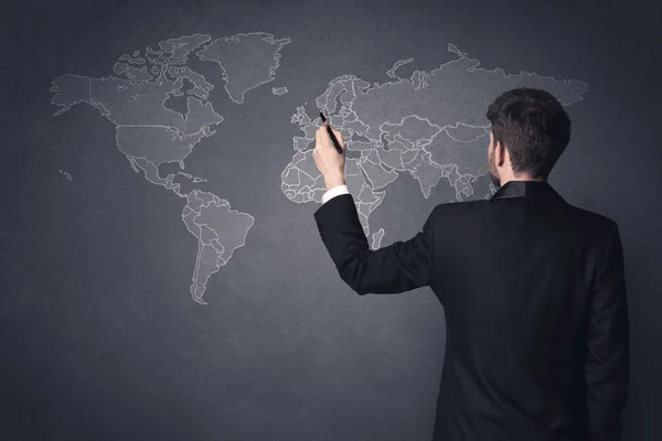 Businessman with world map — Stock Photo, Image