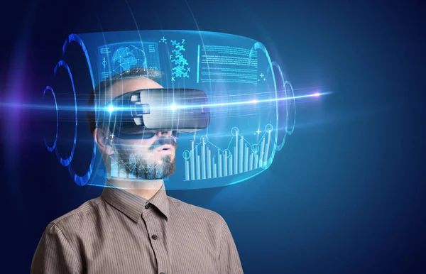 Businessman with virtual reality goggles — Stock Photo, Image