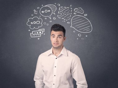 konuşma balonları ile işadamı