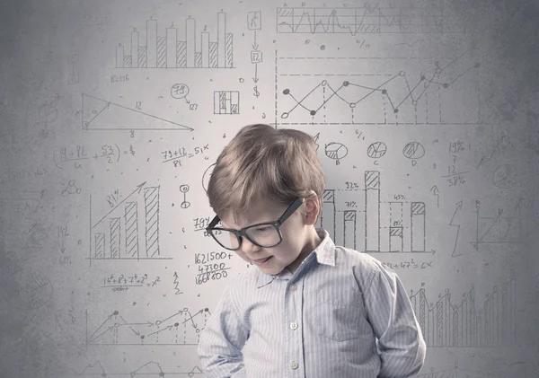 Criança adorável com conceito estatístico — Fotografia de Stock