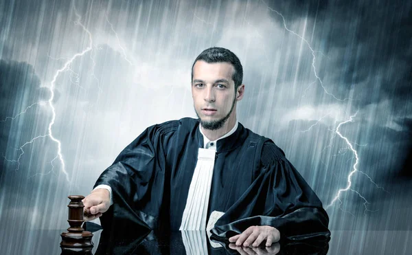 Young judge with hard time concept — Stock Photo, Image