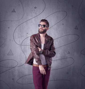 Sakallı ve klasik kameralı hippi.