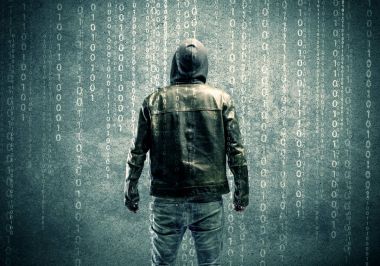 Sayıları olan öfkeli gizemli hacker.