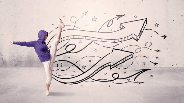 Street dancer with arrows and stars