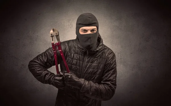 Burglar with tool. — Stock Photo, Image