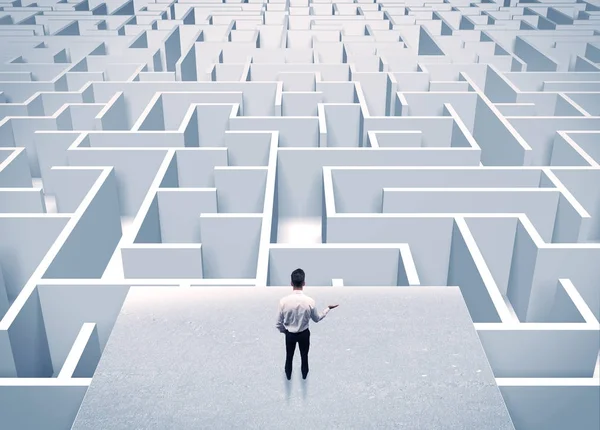 stock image Businessman staring at infinite maze