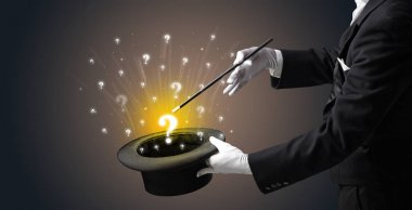 Sihirbaz hokkabaz bir silindir soru işaretleri