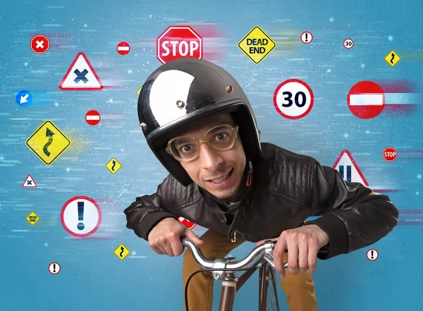 Stylové motorkářské s konceptem pravidel silničního provozu — Stock fotografie