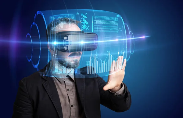 Businessman with virtual reality goggles — Stock Photo, Image