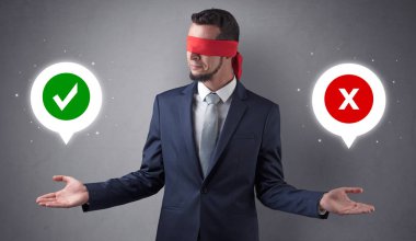 Blindfolded işadamı seçmek çalışıyor