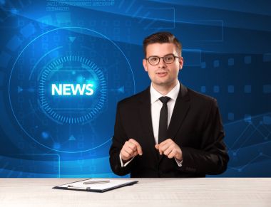 Tehnology backg haberlerle söylüyorum Modern televizyon sunucusu