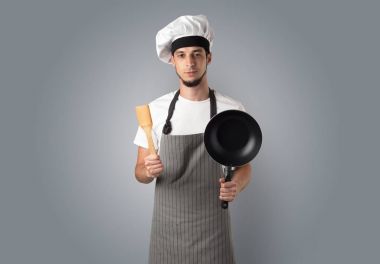 Cook mutfak aletleri ve boş duvar kağıdı