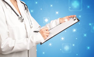 Female doctor with notepad clipart