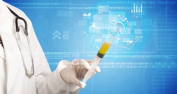 Kobieta-lekarz trzymająca strzykawkę — Zdjęcie stockowe