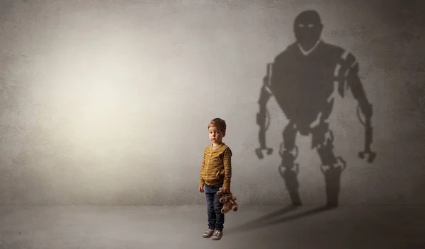 Robotman shadow of a cute little boy — Stock Photo, Image