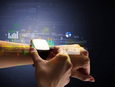 Smartwatch giyen kadın eli kapatın