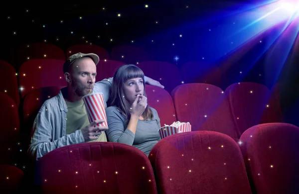 Lovely couple watching 3D movie — Stock Photo, Image