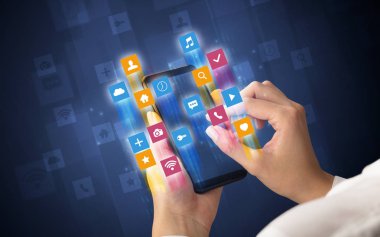 Smartphone ile açısal app simgeleri kullanarak ele