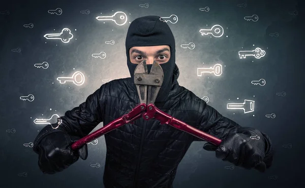 Burglar holding tool. — Stock Photo, Image