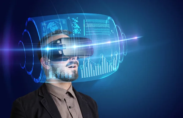 Businessman with virtual reality goggles — Stock Photo, Image