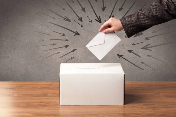 Close up of a ballot box and casting vote — Stock Photo, Image