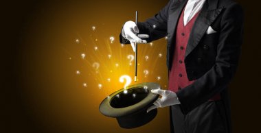 Sihirbaz hokkabaz bir silindir soru işaretleri