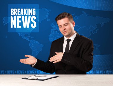 Önünde söylemek Haberler mavi mo ile televizyon sunucusu