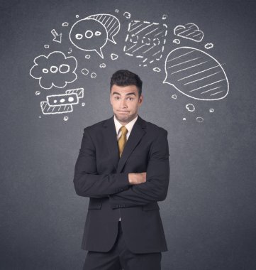 konuşma balonları ile işadamı 