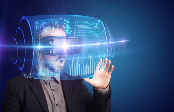 Businessman with virtual reality goggles — Stock Photo, Image