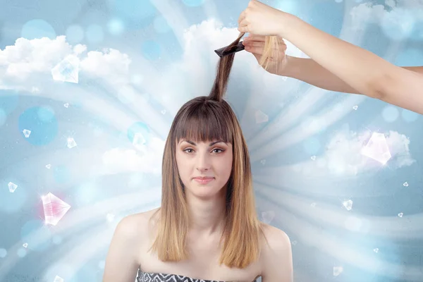 Pretty girl portrait in beauty salon — Stock Photo, Image