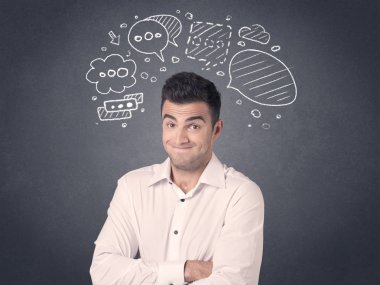 konuşma balonları ile işadamı