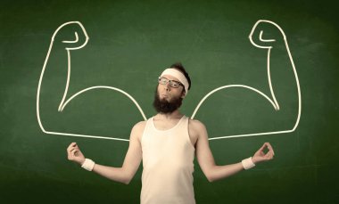 Sıska öğrenci kas istiyor.