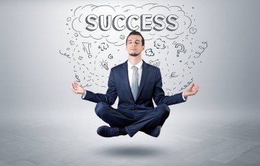 İşadamı doodle kavramı ile meditasyon