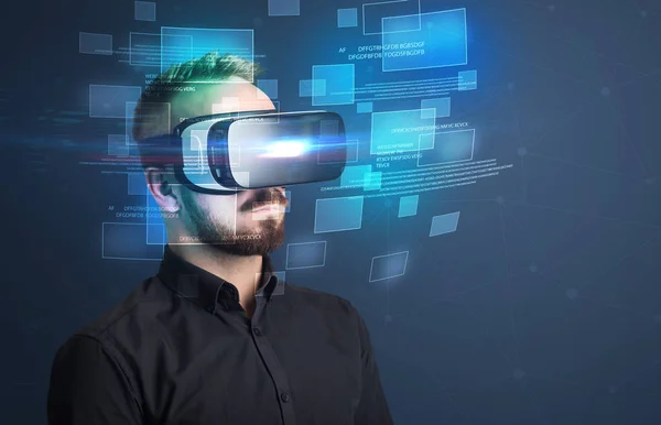 Businessman with virtual reality goggles — Stock Photo, Image