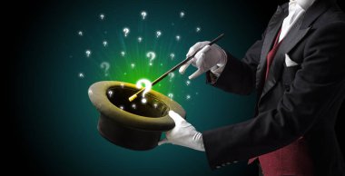 Sihirbaz hokkabaz bir silindir soru işaretleri