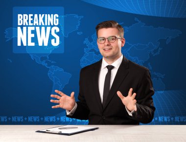 Önünde söylemek Haberler mavi mo ile televizyon sunucusu