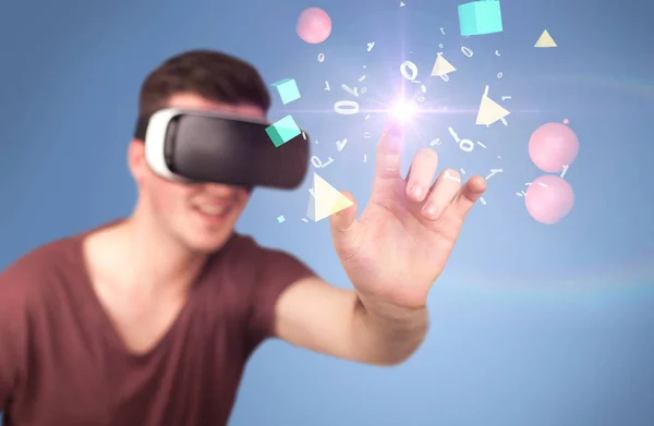 Man bär virtual reality glasögon — Stockfoto