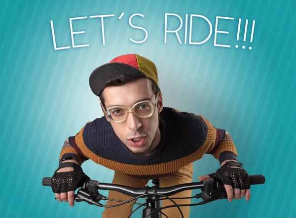 彼の自転車上のナッツのサイクリスト — ストック写真