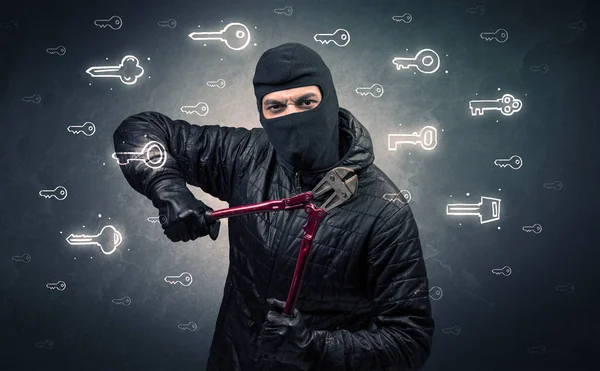 Burglar holding tool. — Stock Photo, Image