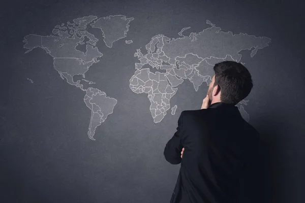 Businessman with world map — Stock Photo, Image