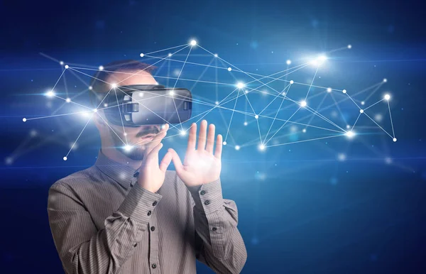 Businessman with virtual reality goggles — Stock Photo, Image